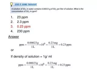 23 ppm 2.3 ppm 0.23 ppm 230 ppm