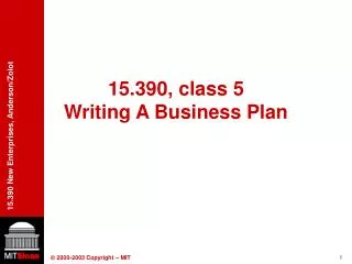 15.390, class 5 Writing A Business Plan