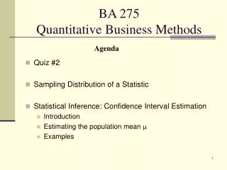 BA 275 Quantitative Business Methods