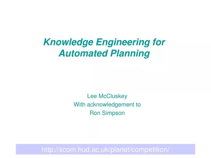 knowledge engineering for automated planning