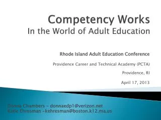Competency Works In the World of Adult Education