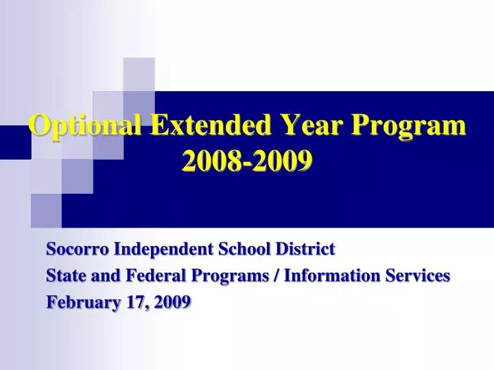 optional extended year program 2008 2009
