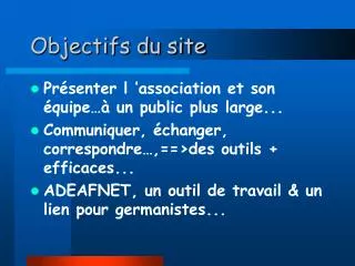 objectifs du site