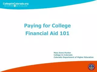 Paying for College Financial Aid 101