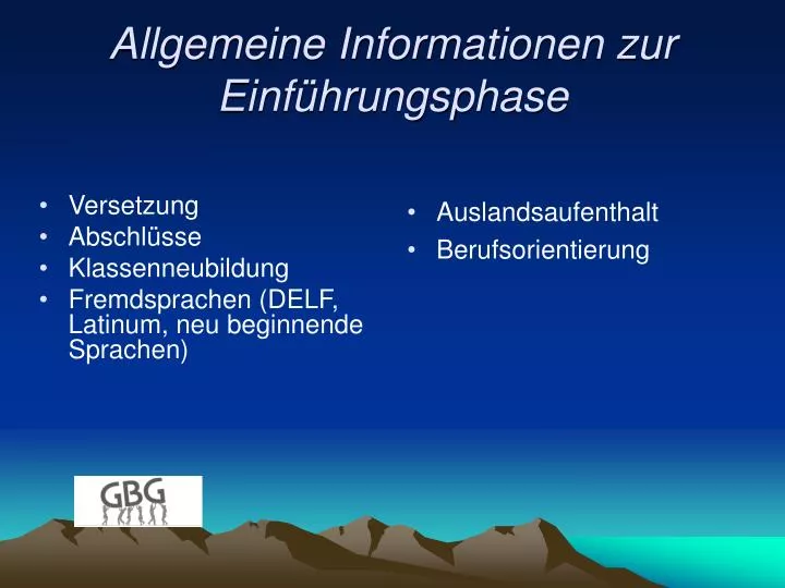 allgemeine informationen zur einf hrungsphase