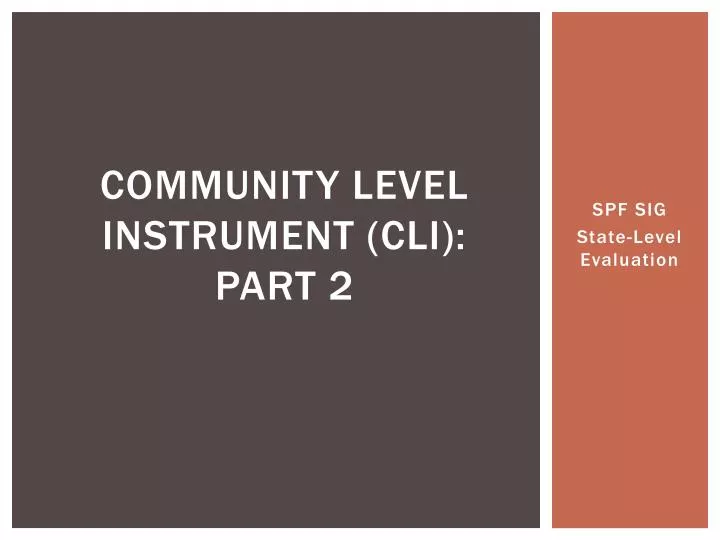 community level instrument cli part 2