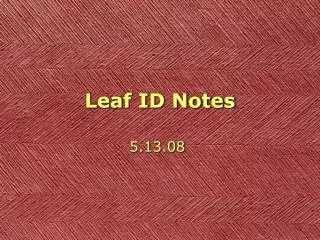 Leaf ID Notes