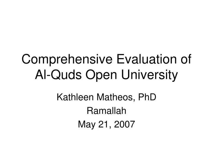 comprehensive evaluation of al quds open university