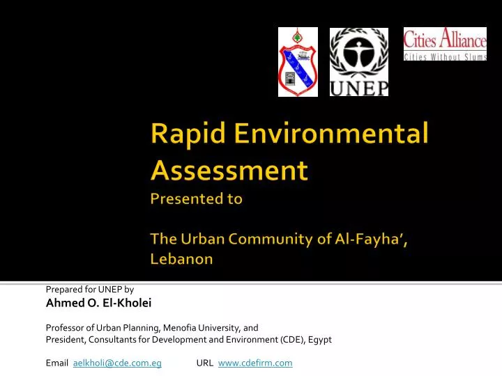 rapid environmental assessment presented to the urban community of al fayha lebanon