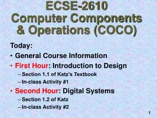 ECSE-2610 Computer Components &amp; Operations (COCO)