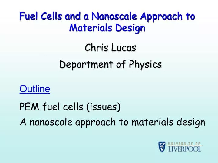 fuel cells and a nanoscale approach to materials design
