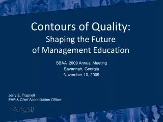 SBAA 2009 Annual Meeting Savannah, Georgia November 10, 2009