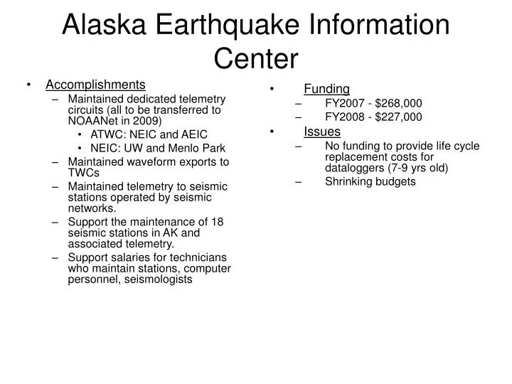 alaska earthquake information center