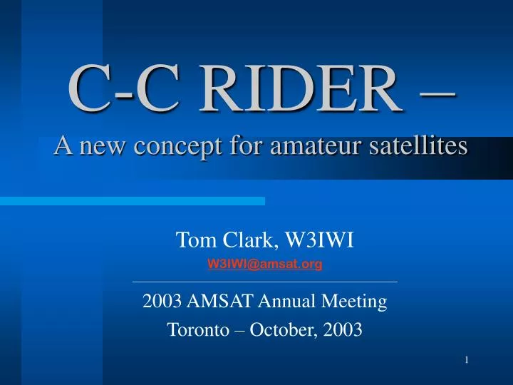 c c rider a new concept for amateur satellites