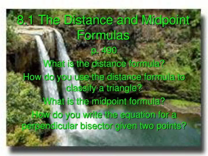 8 1 the distance and midpoint formulas