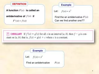 Let: Find the an antiderivative