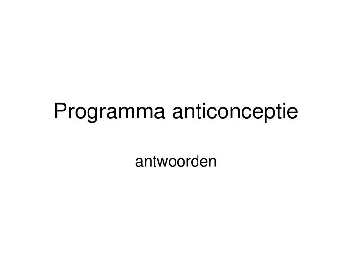 programma anticonceptie