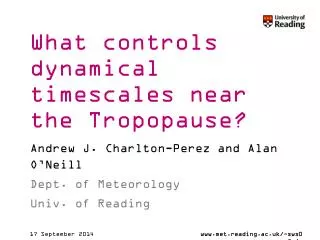 What controls dynamical timescales near the Tropopause?