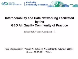 GEO Interoperability (Virtual) Workshop III: A Look Into the Future of GEOSS