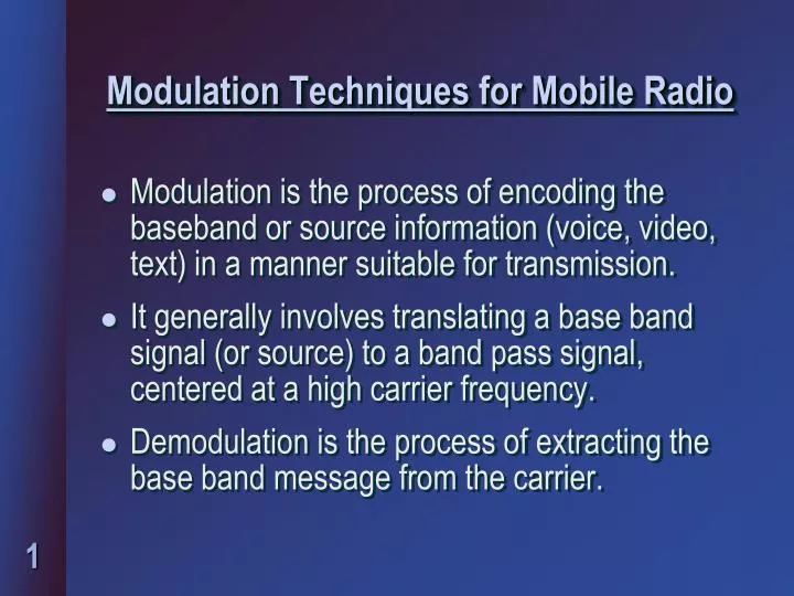 modulation techniques for mobile radio