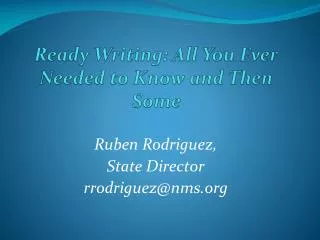 Ready Writing: All You Ever Needed to Know and Then Some