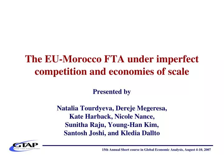 the eu morocco fta under imperfect competition and economies of scale