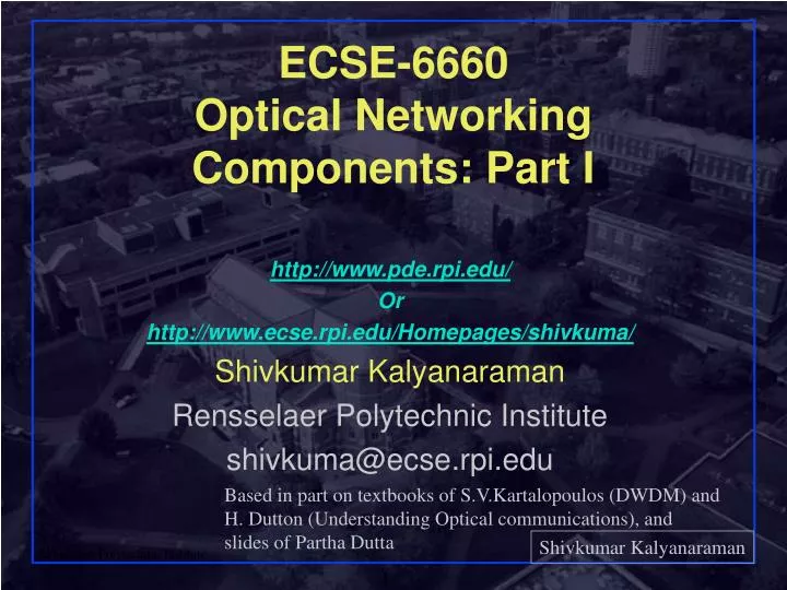 ecse 6660 optical networking components part i