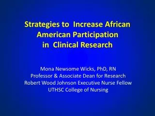 Strategies to Increase African American Participation in Clinical Research