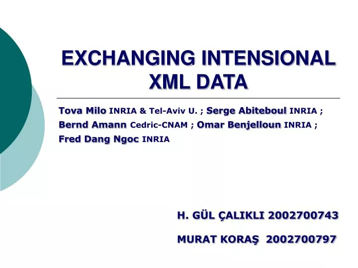 exchanging intensional xml data