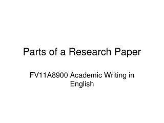 Parts of a Research Paper
