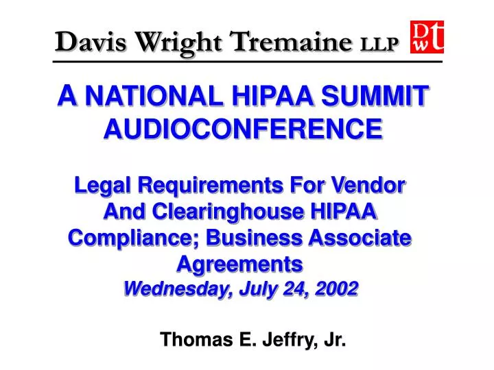 a national hipaa summit audioconference