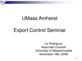 UMass Amherst Export Control Seminar