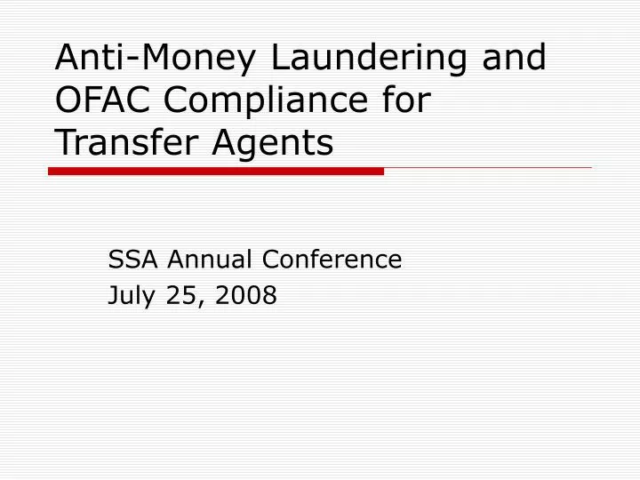 anti money laundering and ofac compliance for transfer agents