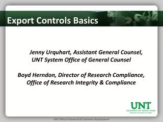 Jenny Urquhart, Assistant General Counsel, UNT System Office of General Counsel