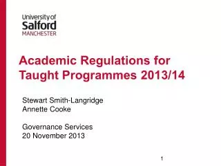 Academic Regulations for Taught Programmes 2013/14