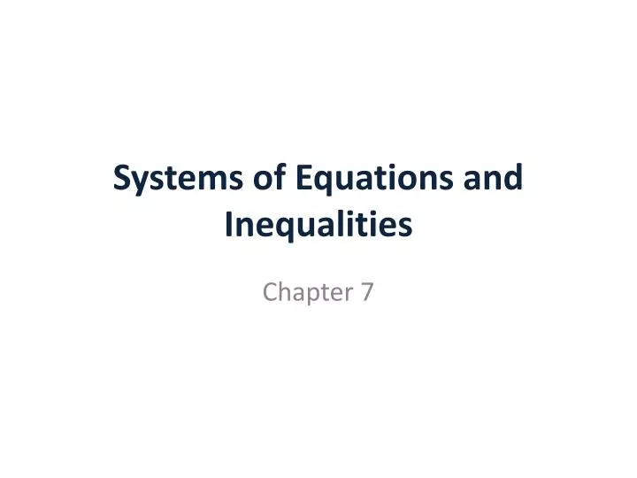systems of equations and inequalities