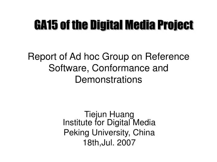 report of ad hoc group on reference software conformance and demonstrations