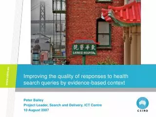 Improving the quality of responses to health search queries by evidence-based context