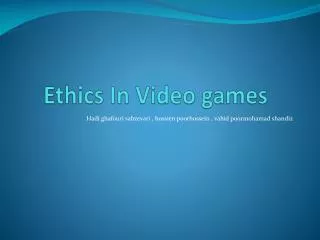 Ethics In Video games