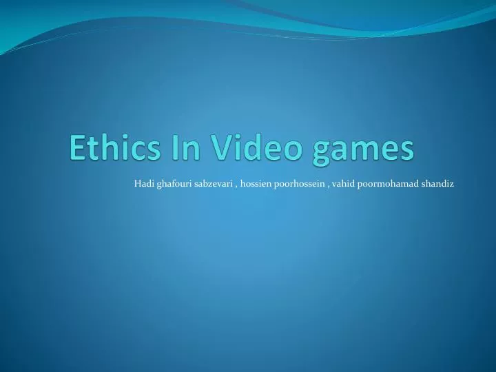 ethics in video games