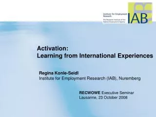 Activation: Learning from International Experiences