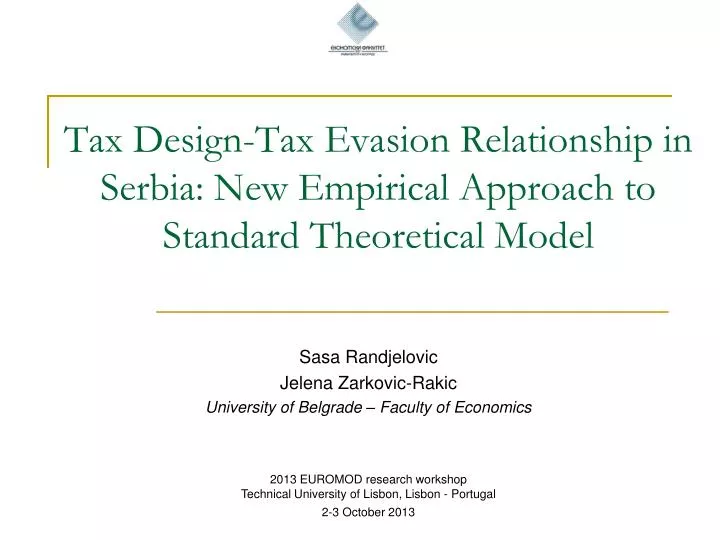 tax design tax evasion relationship in serbia new empirical approach to standard theoretical model