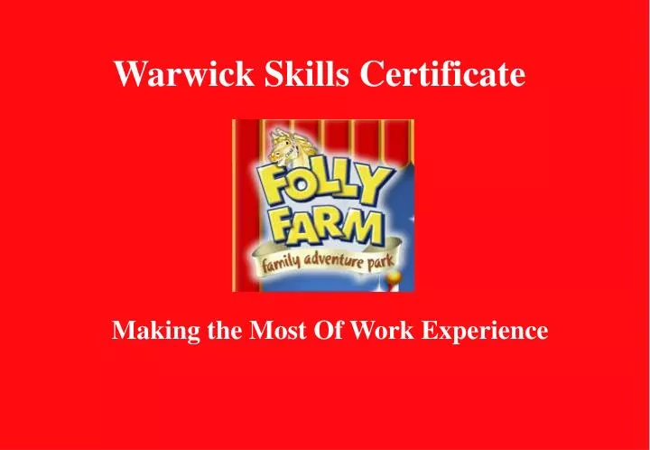 warwick skills certificate