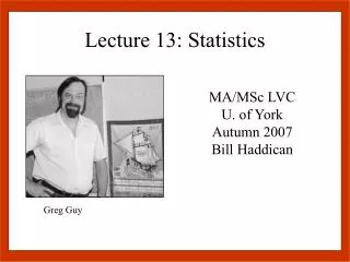 Lecture 13: Statistics