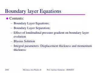 Boundary layer Equations