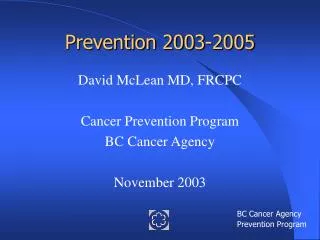 Prevention 2003-2005