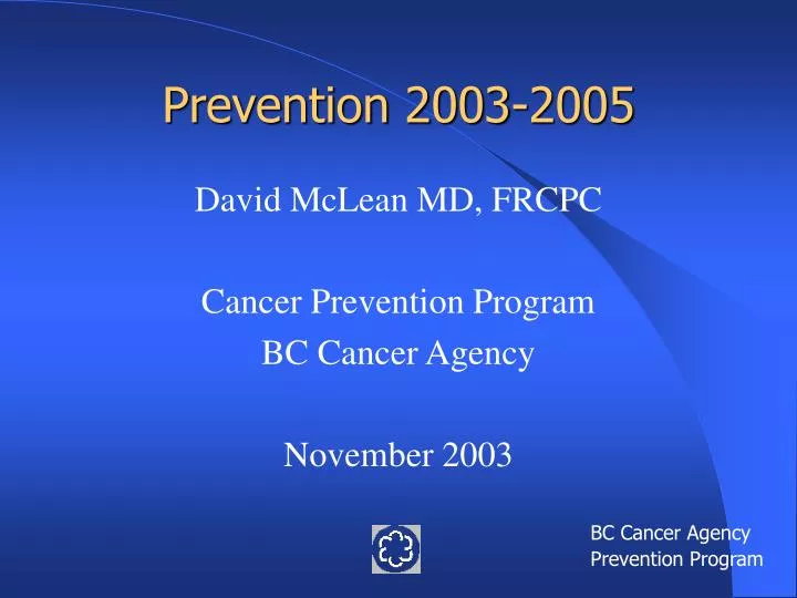 prevention 2003 2005