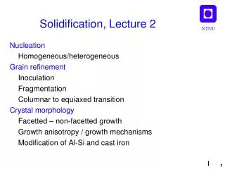 Solidification, Lecture 2