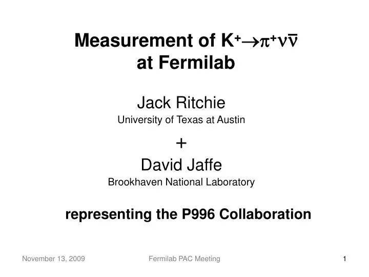 measurement of k at fermilab
