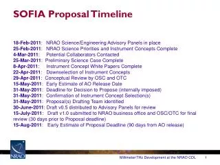 SOFIA Proposal Timeline